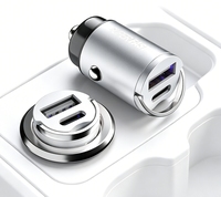 Chargeur de voiture mini en métal 100W PD3.0+QC3.0, charge rapide super rapide, chargeur de voiture double port, allume-cigare à charge rapide