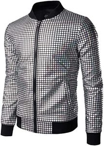 Chaqueta Bomber Varsity ligera con cremallera para hombre Nueva moda 70s Estilo de fiesta <span class=keywords><strong>disco</strong></span> para Halloween - Product Image 4