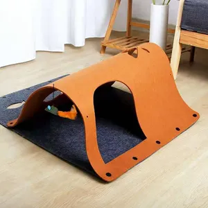DIY Multifunctional Kitten Cat Tunnel Bed Rolling Dragon Pet Felt Tunnel Nest Play Channel With Mint Toy Interactive Accessories