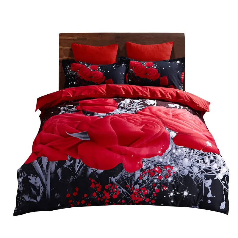 Luxury 3D Printed Wedding Comforter Cover Set 100% Polyester Floral Pattern Duvet Cover Sets