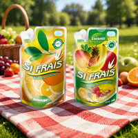 Sachets en plastique personnalisés pour boissons liquides avec paille, pour machine de remplissage de jus en aluminium, pochettes verticales à bec verseur