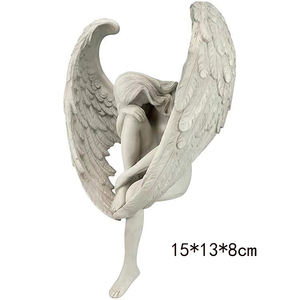 Estatuilla <span class=keywords><strong>de</strong></span> Ángel para decoración del hogar con ala grande <span class=keywords><strong>de</strong></span> resina, Ángel triste, jardín <span class=keywords><strong>de</strong></span> hadas, estatua para exteriores, decoración - Product Image 6