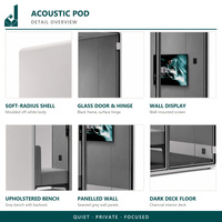 Cabine de bureau insonorisée, cabine téléphonique acoustique, salle silencieuse mobile avec roulettes pour aéroport, centre commercial