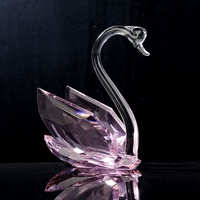 Ornements créatifs en verre cristal rose, paire de cygnes, cadeau de mariage, cadeau de pendaison de crémaillère, décoration de salon, décorations semi-artisanales