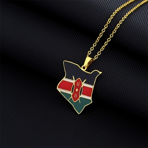Collar con Mapa de Kenia Personalizado, Colgante de Mapa de País Africano, Bandera Esmaltada, Collar de Acero Inoxidable, Joyería - Product Image 4