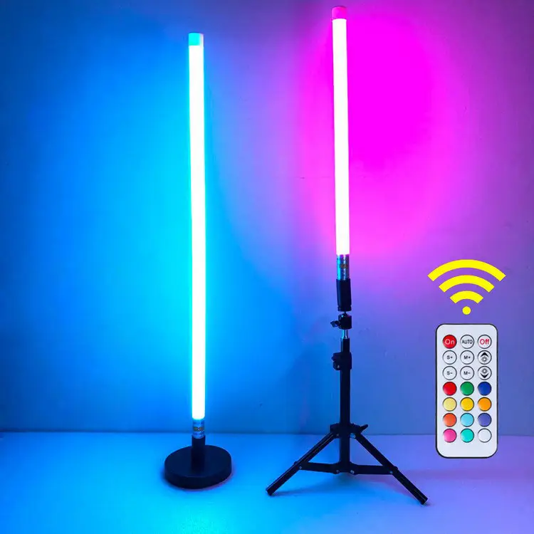 Wholesale led tube light rgb colorful changing remote control light with usb chargingt and tripod stand