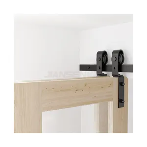 Staffa di montaggio a parete con Design piegato adatta a porte singole doppie in legno Kit Hardware per porte da fienile a due ante kit Hardware per porte a soffietto