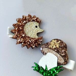 Novedad, Lindos Pasadores de Pelo de Erizo para Niños, Accesorios para el Cabello de Tela, Pinzas de Pelo de Pico de Pato con Forma de Hongo para Fiestas de Niñas - Product Image 1