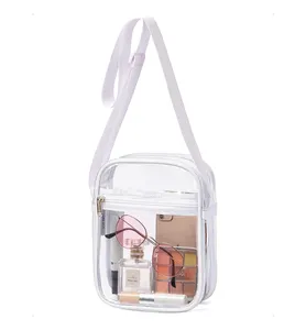 Klare transparente PVC-Schulter tasche Stadium Approved Cross body Messenger Purse Transparente Umhängetasche