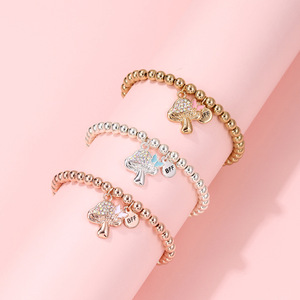 Bracelet élastique mignon en alliage avec pendentif champignon, perles, cadeau de bijoux doux pour maman, fille, meilleure amie - Product Image 1