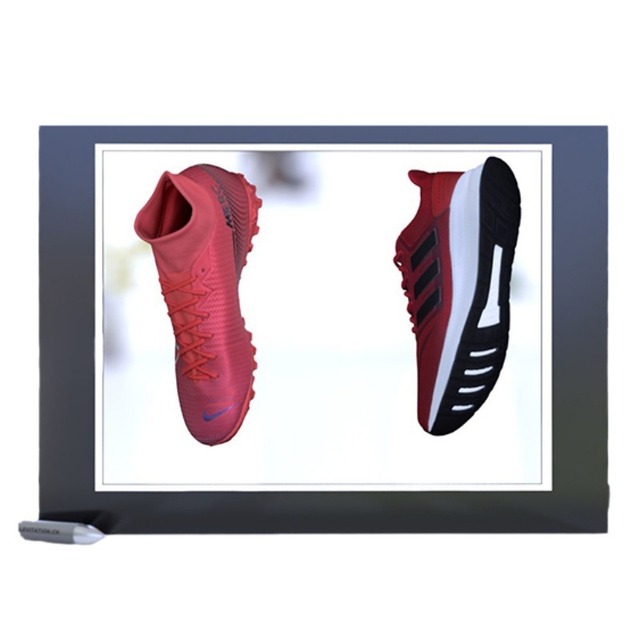 Creative Double-Tier Acrylic Square Magnetic Levitation Shoe Display Stand Rotating Counter Exhibition Table for Shoes