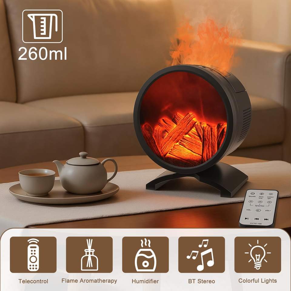 2026 New Portable Electric Cool-Mist Fireplace Humidifier 3D Fire ...