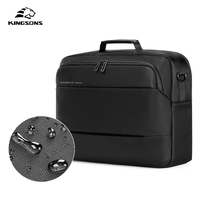 Sacoche d'ordinateur portable professionnelle noire imperméable pour hommes, avec bandoulière et sangle de chariot, design portable, option logo personnalisé, en polyester