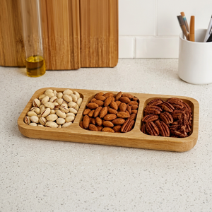 Juego de bandejas de madera premium para salsas y condimentos, bandeja para servir frutos secos, diseño portátil con divisiones. - Product Image 1