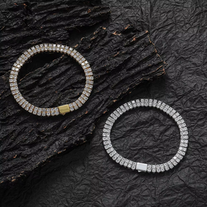 6Mm <b>Copper</b> Micro-inlaid Zircon Double-row <b>Bracelet</b>, Hip-hop <b>Bracelet</b>, Tennis Chain. Tanjing Fashion Lijing Necklace - Product Image 3