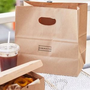 Bolsas de Papel Kraft Reciclables para Llevar, con Asas Troqueladas, Impresión Offset, Opciones de Logotipo Personalizado, Embalaje Seguro para Alimentos para Compras Minoristas - Product Image 4