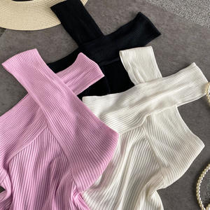 Camiseta sin mangas sexy de punto con cuello cruzado y hombros descubiertos para mujer - Top chaleco de moda de doble uso - Product Image 2