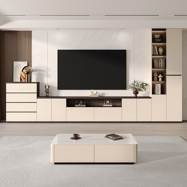 Custom Modern TV Stand Entertainment Center Wall Mounted LED Plywood TV Cabinet With Storage for Living Room