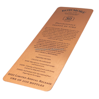 Étiquettes en cuivre massif de haute qualité, gaufrage profond, finition vintage, personnalisation complète OEM, emballage de luxe pour vins et spiritueux