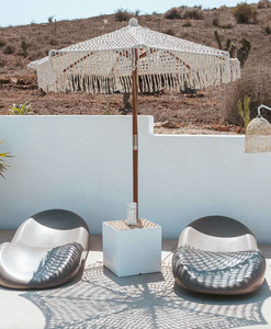 VENTA CALIENTE Crochet Patio Marco de aluminio Jardín Piscina Paraguas Hecho a mano Algodón Borlas Sombrilla Cuerdas Playa abierta Macrame Paraguas - Product Image 1