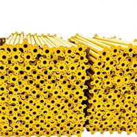 Étai de construction réglable en acier, revêtement jaune, support en acier à tête florale pour coffrage de dalle