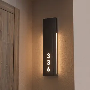 แผงไฟ LED ปรับแต่งได้ตามต้องการ EZD กระจกสแตนเลสป้ายประตูโรงแรมโรงแรมไฟ LED ป้ายหมายเลขห้องโรงแรม