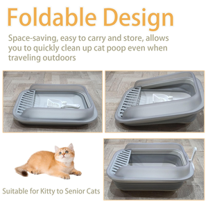 OF New Design Semi-Closed Higher Fence <b>Plastic</b> <b>Large</b> Cat Litter <b>Trays</b> Cat Litter Box With Shovel - Product Image 3