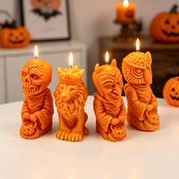 Moule en silicone pour bougies Halloween : démon, crâne, hibou 3D, lion, sorcier – Moule en plâtre pour bricolage, savon, résine, décoration intérieure
