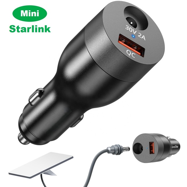 Starlink Mini Car Adapter 12V-24V to 30V DC Step up Converter DC and USB-C 2-in-1 78W Car Cigarette Lighter Adapter or RV Boat