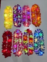 Kalung Bunga LED Hawaii, Kalung Bunga Menyala, Kalung Tropis Bercahaya, Kalung Berlampu, Kalung Buatan Bertema Luau Hawaii, Pesta Pantai, Pernikahan