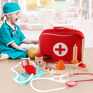 Nuova vendita calda di simulazione medico infermiere medico finte medico in legno <span class=keywords><strong>giocattolo</strong></span> gioco Set accessorio medico <span class=keywords><strong>borsa</strong></span> per bambini - Product Image 2