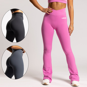 Pantalones de gimnasio de cintura alta de Mickey, cintura elástica, mallas de Yoga acampanadas de pierna ancha para chica alta, mallas de ejercicio sólidas para levantar la cadera - Product Image 2
