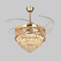 Ventilateur de plafond invisible à LED avec lumière, 42 pouces, 6 vitesses, 4 pales, moteur DC, télécommande, design européen, pour chambre à coucher
