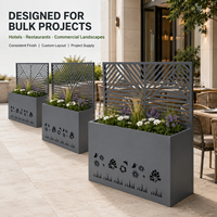 Jardinière surélevée en métal thermolaqué de luxe, nouveau design, avec écran d'intimité, bac à fleurs pour patio, fabrication OEM ODM