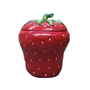Großhandel handgemachte benutzer definierte Erdbeer geformte Farbe Keramik Vorrats glas