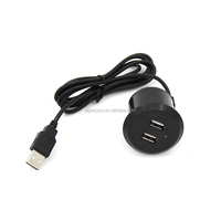Chargeur USB de bureau/canapé 120V, prise de courant ronde à 2 ports, hub d'alimentation de table avec lumière LED, prise USB pour le chargement des meubles
