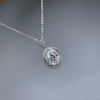 Pendentif ovale personnalisable en moissanite pour femme, en argent sterling 925 plaqué or 18 carats, avec chaîne croisée, luxe et mode pour mariages
