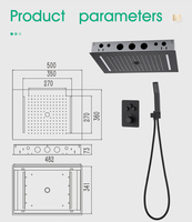 VENTE CHAUDE Colonne Noir Ensemble de Douche Plafond Led Pluie Système de Massage 360x500mm