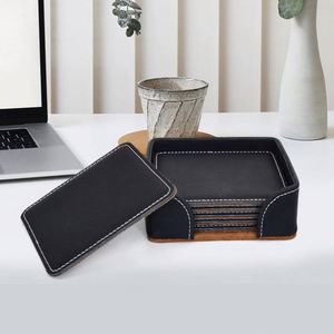 แผ่นรองแก้วหนัง PU ชุด 6 ชิ้น ปรับแต่งโลโก้ได้ สำหรับของขวัญธุรกิจ ป้องกันความร้อน ใช้สำหรับโปรโมชั่น - Product Image 3