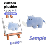 Coussin en peluche chat de dessin animé, oreiller rhinocéros doux en coton PP, cadeau pour enfants et famille pour la maison et le canapé