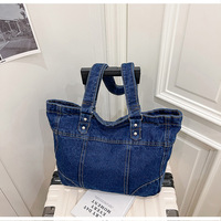 Damen College-Studentin Große Kapazität Cowboy-Tasche Universitäts-Umhängetasche Denim-Tasche Nylon-Schulranzen Einschultertasche Mädchen-Handtasche