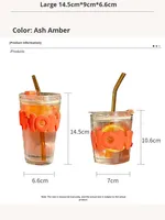 Gobelet à eau en verre au design créatif et moderne, avec paille, étanche, style Ins, pour bureau, double usage, cadeau universel