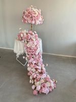 Rangées de fleurs artificielles en soie rose romantique pour la décoration de la scène de mariage, la décoration de la cérémonie de proposition de mariage de Noël