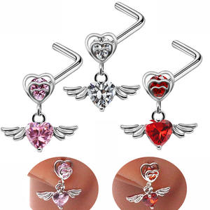 Gaby-piercing para la nariz para el Día de San Valentín, anillos dorados para la nariz con forma de corazón, anillo para la nariz, joyería para el cuerpo, venta al por mayor - Product Image 4