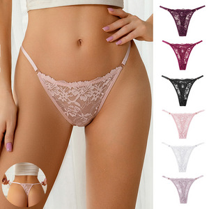 Braguitas de bikini de talle medio para mujer, sexys, sedosas, sin costuras, invisibles, ligeras, de encaje, con logo en la cintura y patrón liso. - Product Image 1