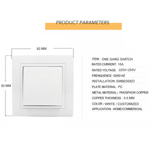 Chống cháy PC Bảng điều chỉnh 1 Gang 1 cách 2 cách điện chuyển đổi ánh sáng điện Euro tiêu chuẩn tường On Off Switch - Product Image 3