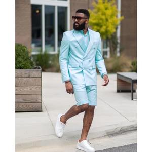 Ternos Masculinos Verde Menta de Verão com Calça Curta Slim Fit para Casamento, Noivo, Formatura - Terno Masculino Sob Medida Blazer 2 Peças (Jaqueta + Calça) - Product Image 1