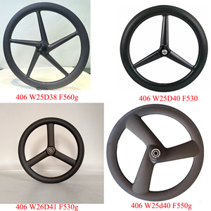 Ruedas de Disco de Carbono de 20 Pulgadas 406/451 para <span class=keywords><strong>Bicicleta</strong></span> BMX, Rueda de Tres Aspas de Carbono, Ruedas Ligeras de Carrera para Plegables Brompton/<span class=keywords><strong>Dahon</strong></span> - Product Image 3