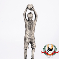 Figurine de joueur de basket personnalisée en étain poli, trophée de joueur de basket étoile, logo personnalisé, décoration de vacances en métal moulé, vente chaude