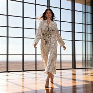 Robe Abaya en Polyester Personnalisée avec Strass Thermocollants, Luxe et Élégante, pour Soirées et Cérémonies, pour Femmes Musulmanes - Product Image 3